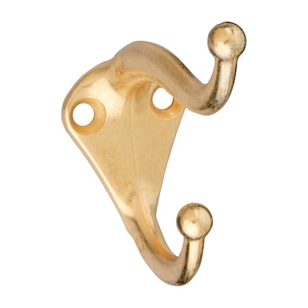 Homecare Products Zinc Die Cast Coat-Hat Hook - Brass, 2PK HO3308549